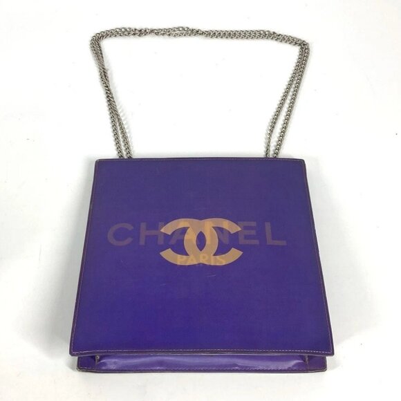 CHANEL hologram CC CC Mark Double Chain Shoulder Bag PVC/Leather purple - Picture 1 of 11